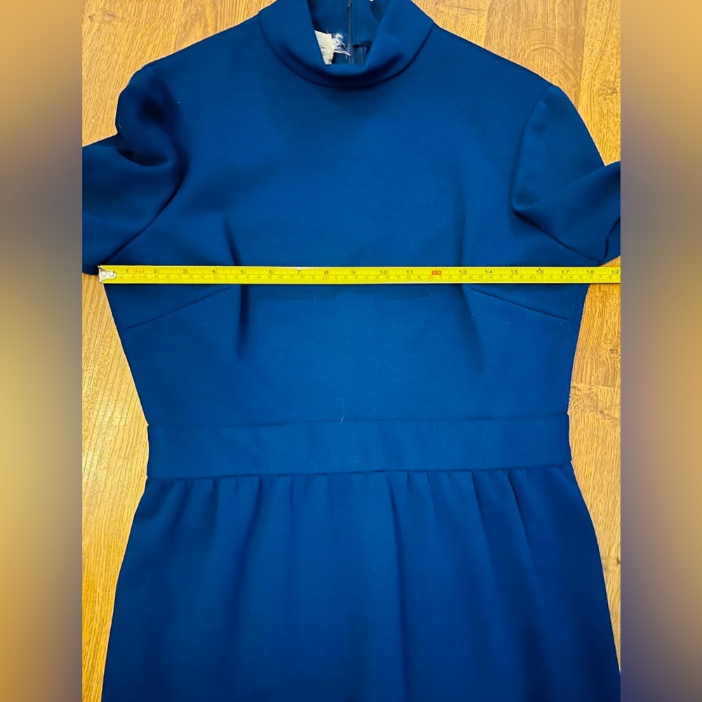 Vintage 1960's ADELE MARTIN Original KNIT WOOL DRESS Blue, Long Sleeve, Medium - Picture 9 of 11